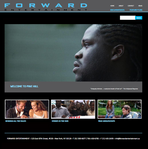 Snapshot of Forward Entertainment website