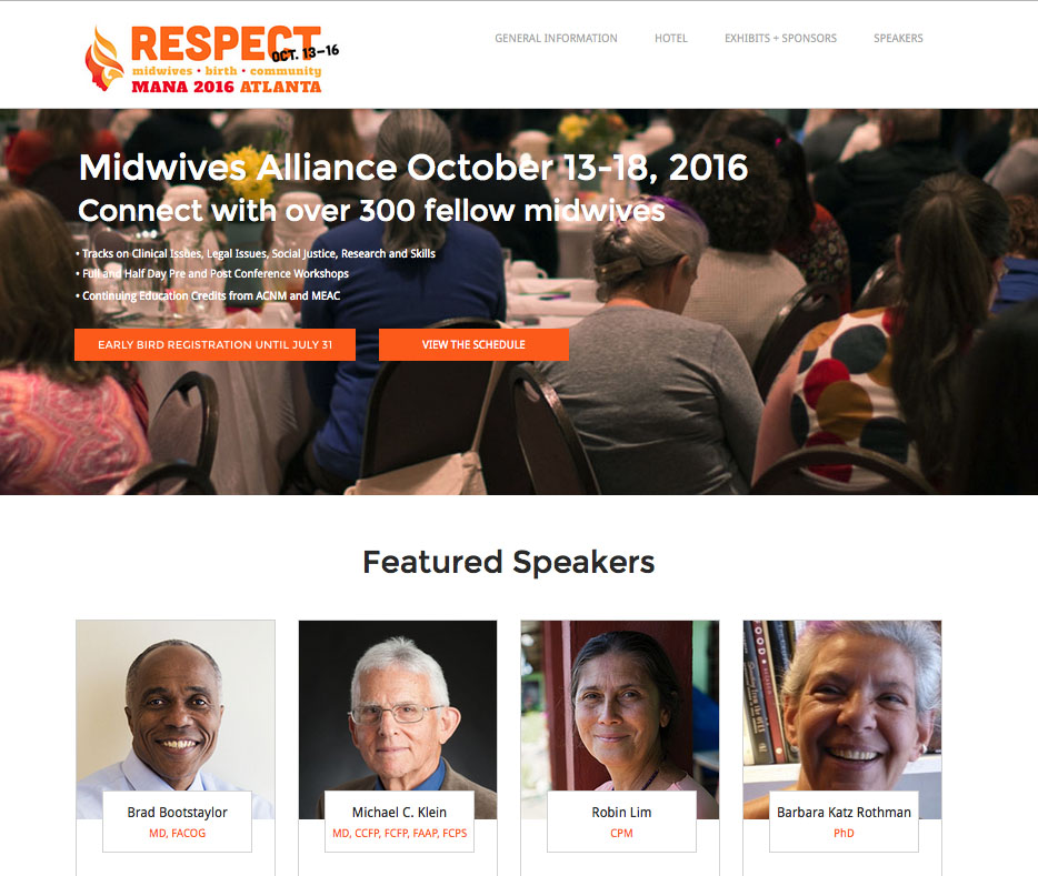 Snapshot of Midwives Alliance Conference website