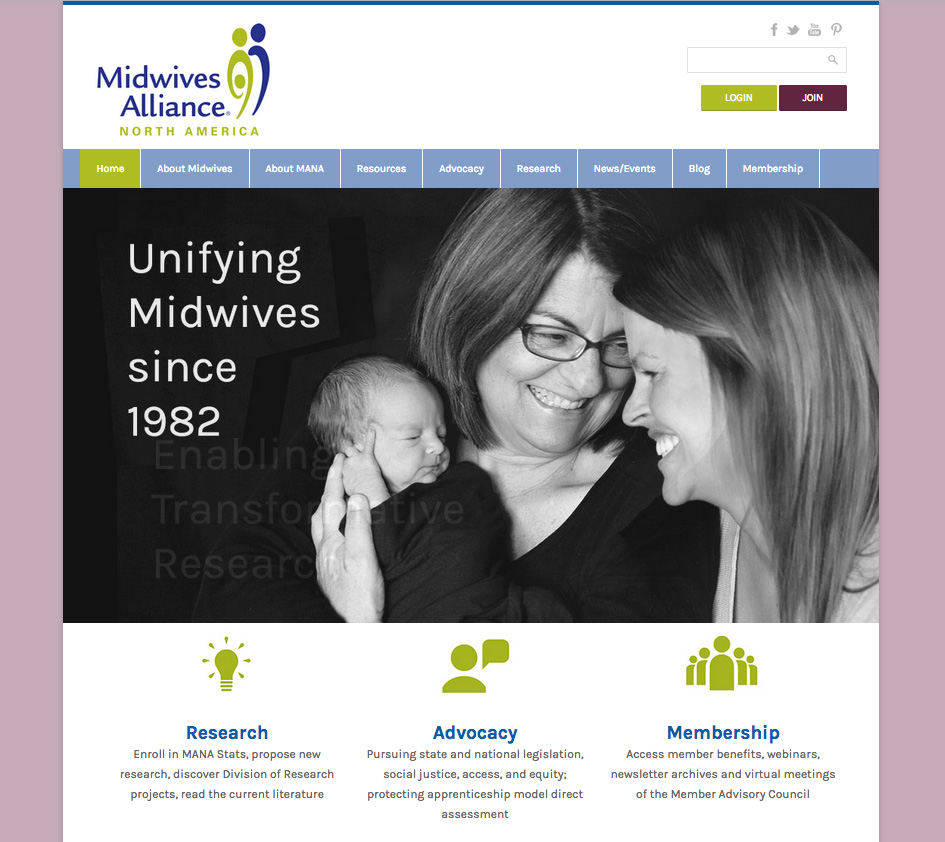 Snapshot of Midwives Alliance of North America website